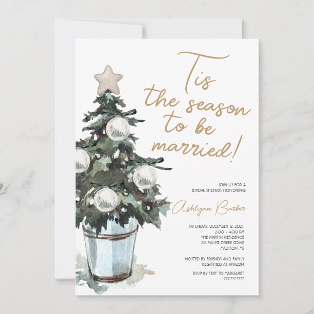 Tis the Season Christmas Bridal Shower Invitation (Front)