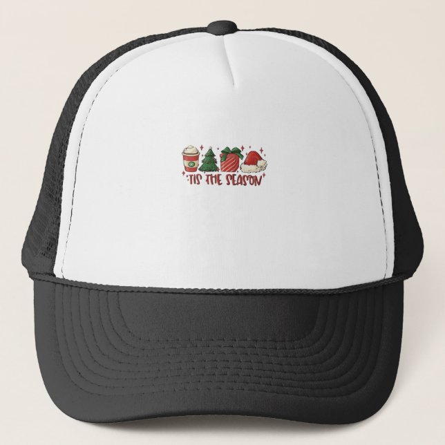 Tis The Season Christmas Coffee Funny Holiday Love Trucker Hat (Front)