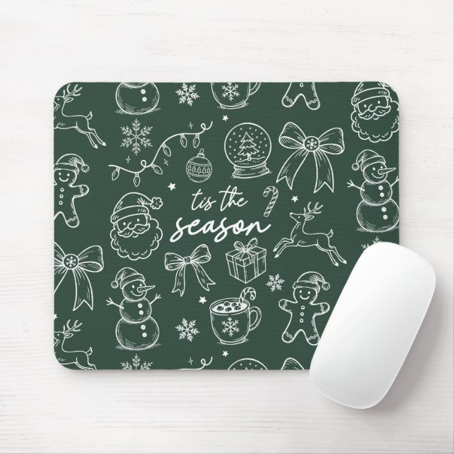 Tis the Season - Christmas Doodle Mouse Pad (With Mouse)