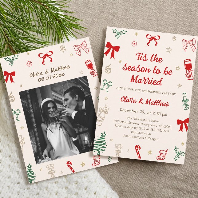 Tis the Season Christmas Engagement Party Invitation (Creator Uploaded)