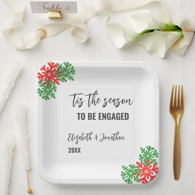 Tis The Season Christmas Engagement Party Paper Plate (Wedding)