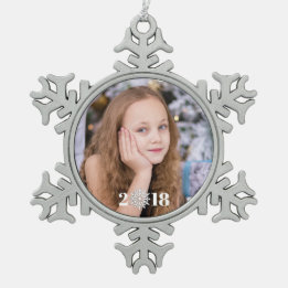 Tis' the Season | Christmas Holiday Photo Snowflake Pewter Christmas Ornament