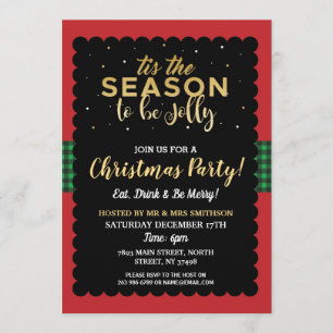Tis The Season Christmas Party Jolly Check Invite
