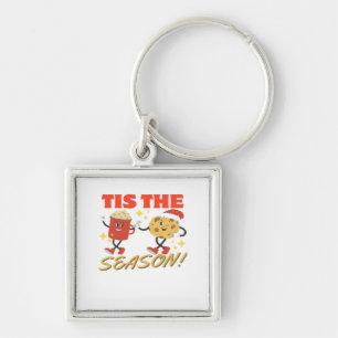 Tis The Season Christmas Retro Characters Key Ring