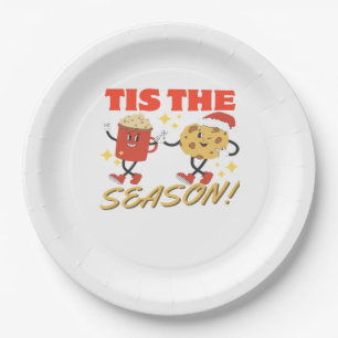 Tis The Season Christmas Retro Characters Paper Plate