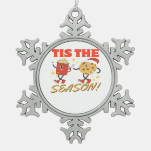 Tis The Season Christmas Retro Characters Snowflake Pewter Christmas Ornament