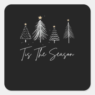 Tis The Season Christmas Retro Classic Square Sticker