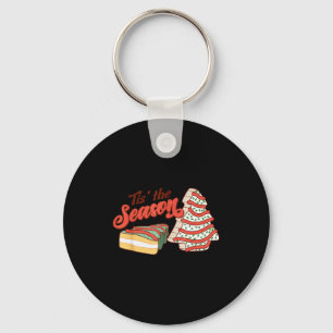 Tis' The Season Christmas Tree Cakes Xmas Pajamas  Key Ring
