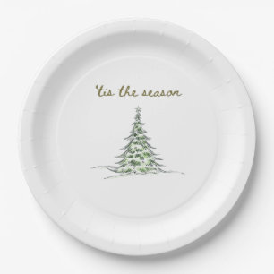 Tis The Season Christmas Tree Debbie Groovy Santa Paper Plate