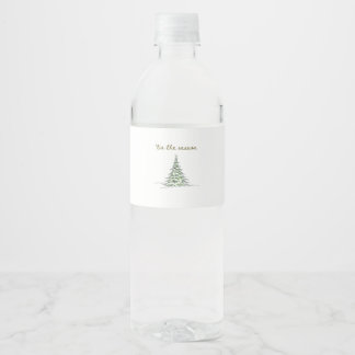 Tis The Season Christmas Tree Debbie Groovy Santa Water Bottle Label
