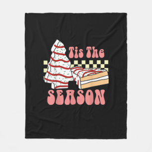 Tis The Season Christmas Tree Groovy Retro Debbie Fleece Blanket