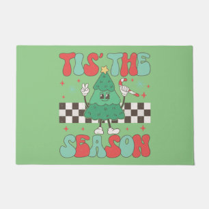 Tis' The Season Christmas Tree Groovy Retro Xmas Doormat