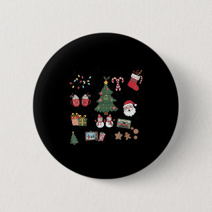 Tis The Season Christmas Tree Santa Claus Baking C 6 Cm Round Badge