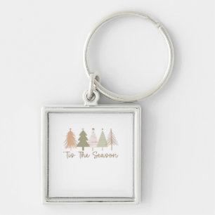 Tis The Season Christmas Trees Whimsical Christmas Key Ring