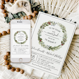 'Tis The Season Christmas Wedding Invitation