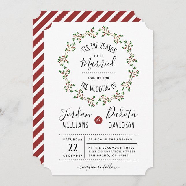 'Tis The Season | Christmas Wedding Invitation (Front/Back)