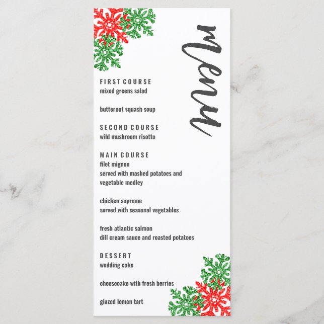 Tis The Season Christmas Wedding Menu (Front)