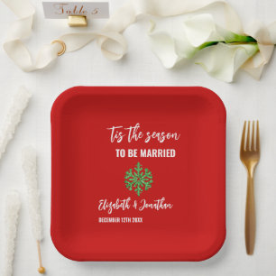 Tis The Season Christmas Wedding Paper Plate