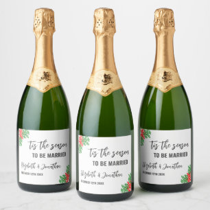 Tis The Season Christmas Wedding Sparkling Wine Label