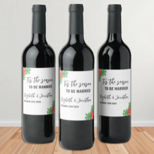 Tis The Season Christmas Wedding Wine Label