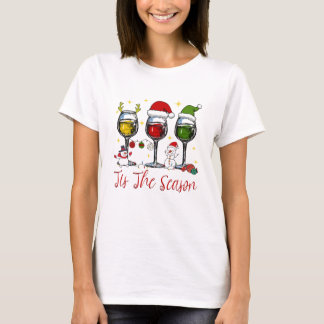 Tis The Season Christmas Wine Drinking T-Shirt