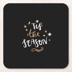 Tis The Season Classic Aesthetic Style Square Paper Coaster
