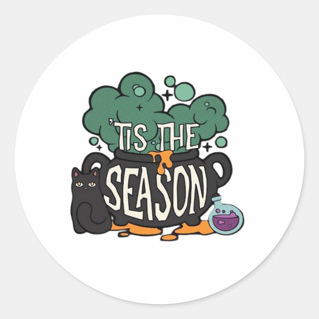 Tis The Season Classic Minimal Simple Classic Round Sticker (Front)