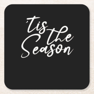 Tis The Season Classical Design Square Paper Coaster
