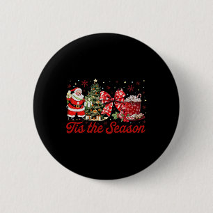 Tis' The Season Coffee Latte Gnome Sleigh Christma 6 Cm Round Badge