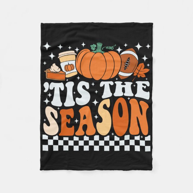 Tis The Season Coffee Pumpkin Spice Footbyll Fall  Fleece Blanket (Front)