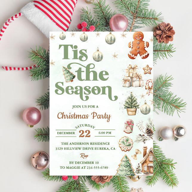Tis The Season Cookies Christmas Party Invitation (Creator Uploaded)