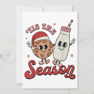Tis The Season Cookies Milk Santa Hat Christmas Re Invitation