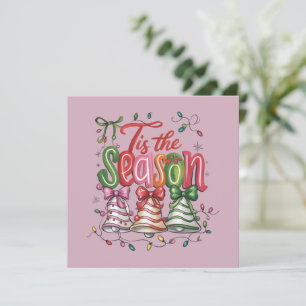 Tis The Season Coquette Christmas Tree Cakes Retro Holiday Card