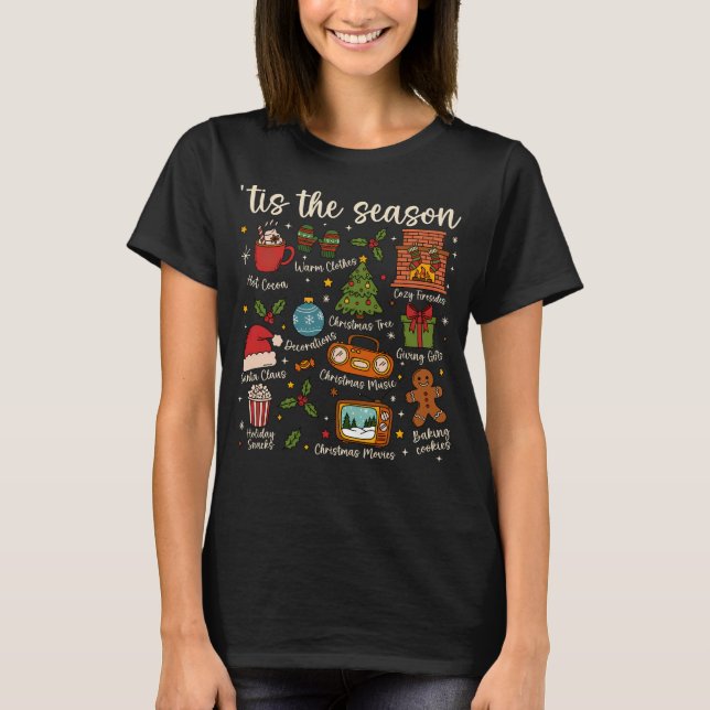 Tis the Season Cozy Christmas Icons Holiday Shirt (Front)