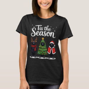 Tis The Season Crow Christmas Santa Bird Long Slee T-Shirt
