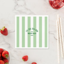 Tis The SeaSon Custom Beach Christmas Green Stripe