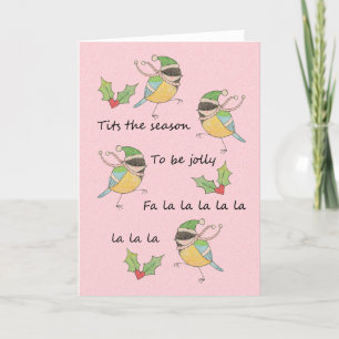 Tis the season Cute birds Funny Christmas Holiday Card