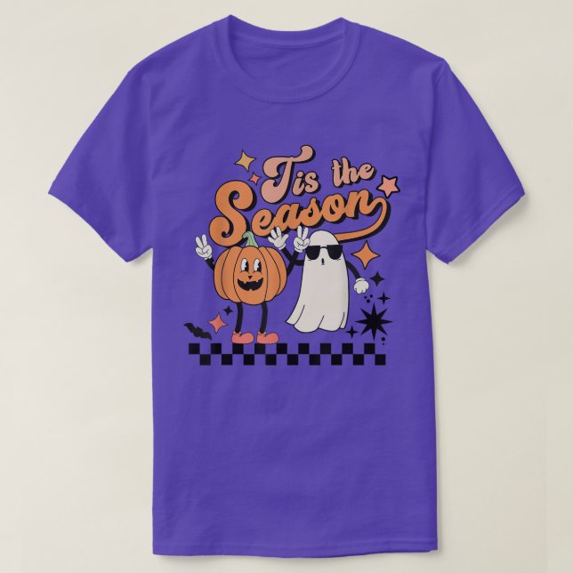 Tis The Season Cute Ghost Spooky Pumkin Horror Hal T-Shirt (Design Front)