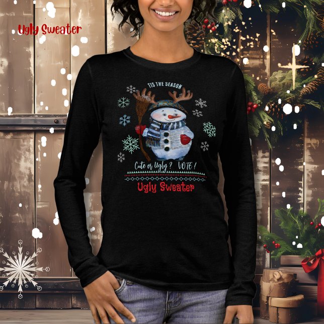 Tis the Season Cute or Ugly Snowman  Tri-Blend Shirt (Tis the Season Cute or Ugly Snowman Tri-Blend Shirt)