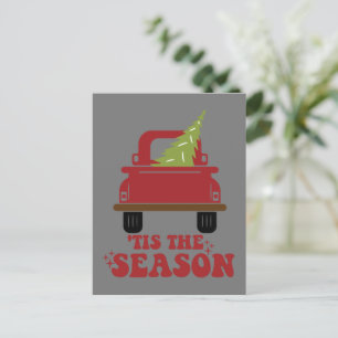 Tis The Season Cute Retro Pine Christmas Tree Fami Postcard