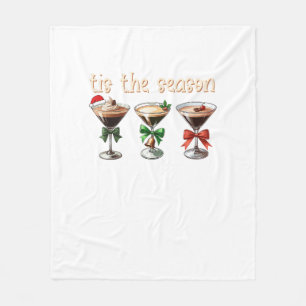 Tis The Season Espresso Cocktail Glasses Party Fleece Blanket