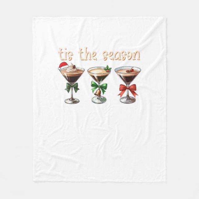 Tis The Season Espresso Cocktail Glasses Party Fleece Blanket (Front)