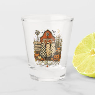 Tis The Season Fall Autumn Halloween Ghosts Shot Glass