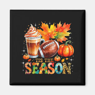 Tis The Season Fall Coffee Football Autumn Gift  Magnet
