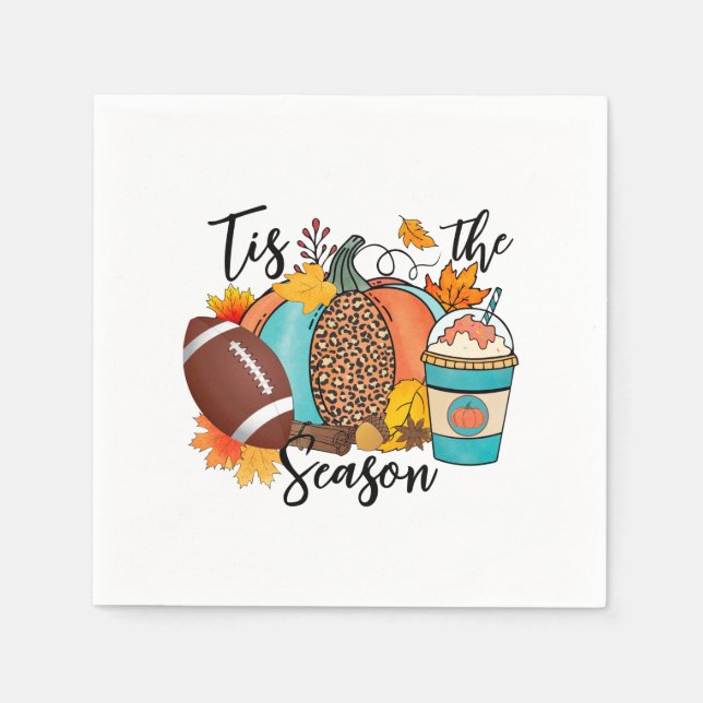'Tis The Season – Fall, Football & Pumpkin Spice Napkin (Front)
