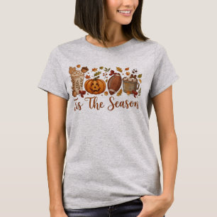 'Tis the Season Fall Illustration , Pumpkin, Footb T-Shirt
