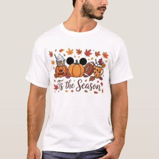 Tis The Season Fall Pumpkin Coffee Football T-Shir T-Shirt