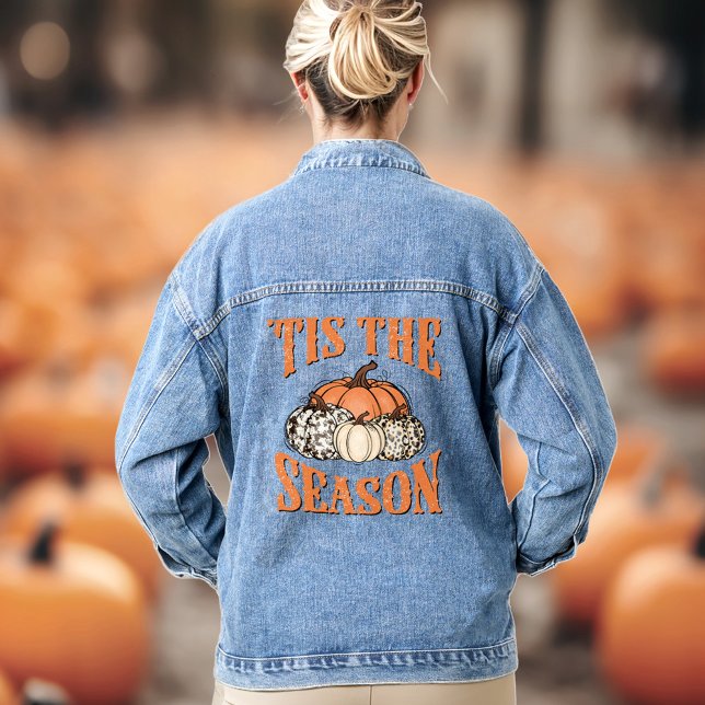 'Tis the season Fall Pumpkins Western Denim Jacket ('Tis the season Fall Pumpkins Western Denim Jacket)
