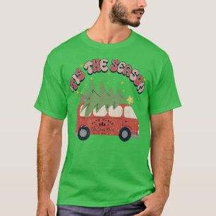 Tis The Season Farm Groovy Xmas Tree Santa Hippie T-Shirt