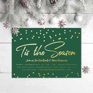 Tis the Season Festive Holiday Party Gold Confetti